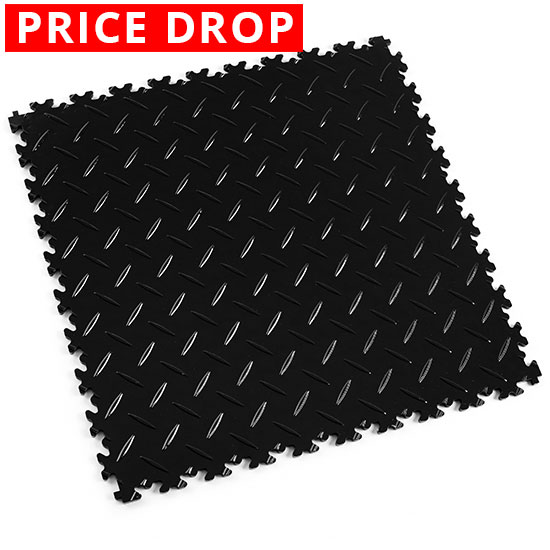 Motolock Black Diamond Plate Interlocking Tile