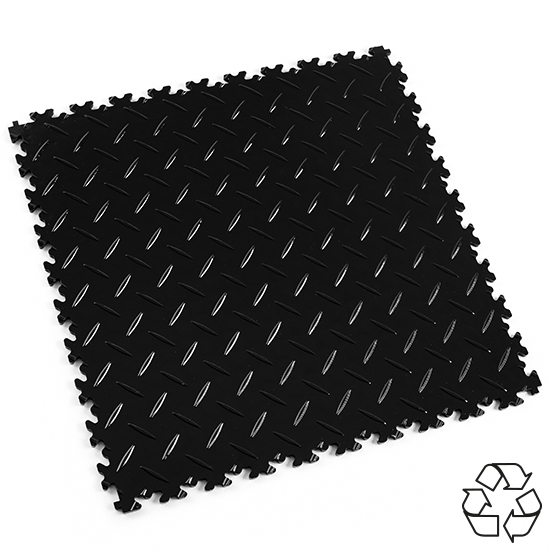 Motolock Black Recycled Diamond Plate Interlocking Tile