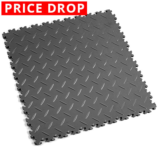 Motolock Dark Grey Diamond Plate Interlocking Tile