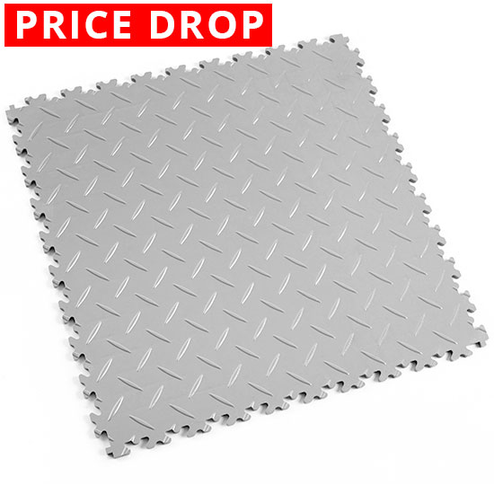 Motolock Light Grey Diamond Plate Interlocking Tile
