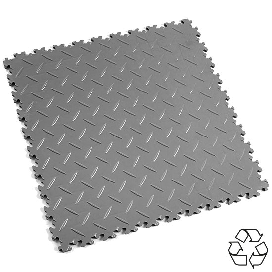 Motolock Mid Grey Recycled Diamond Plate Interlocking Tile