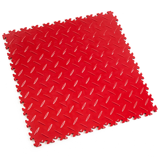 Motolock Red Diamond Plate Interlocking Tile
